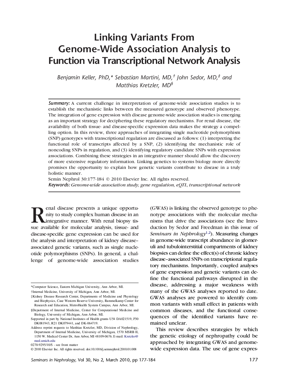 Linking Variants From Genome-Wide Association Analysis to Function via Transcriptional Network Analysis