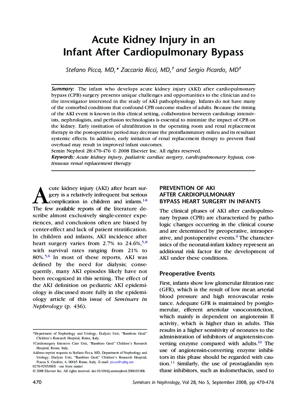 Acute Kidney Injury in an Infant After Cardiopulmonary Bypass