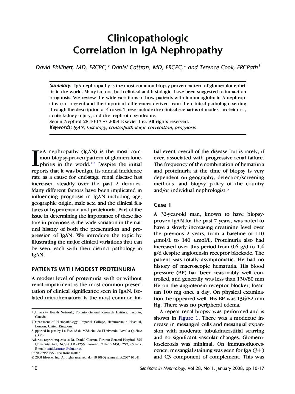 Clinicopathologic Correlation in IgA Nephropathy 