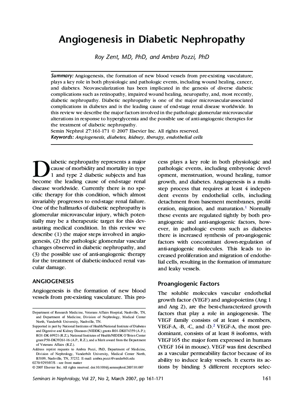 عکس صفحه اول مقاله: Angiogenesis in Diabetic Nephropathy Angiogenesis in Diabetic Nephropathy