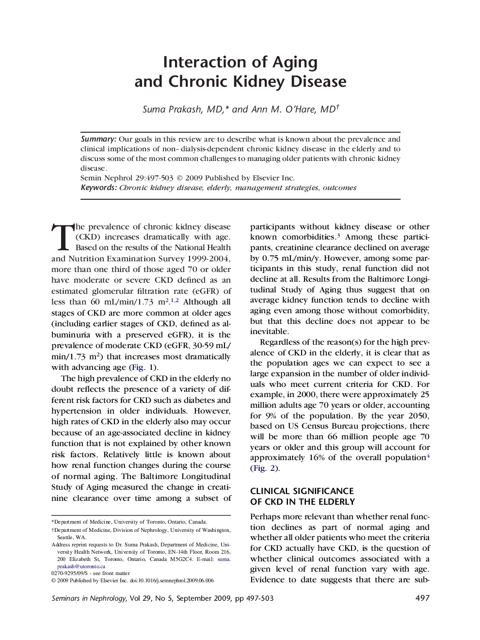 Interaction of Aging and Chronic Kidney Disease