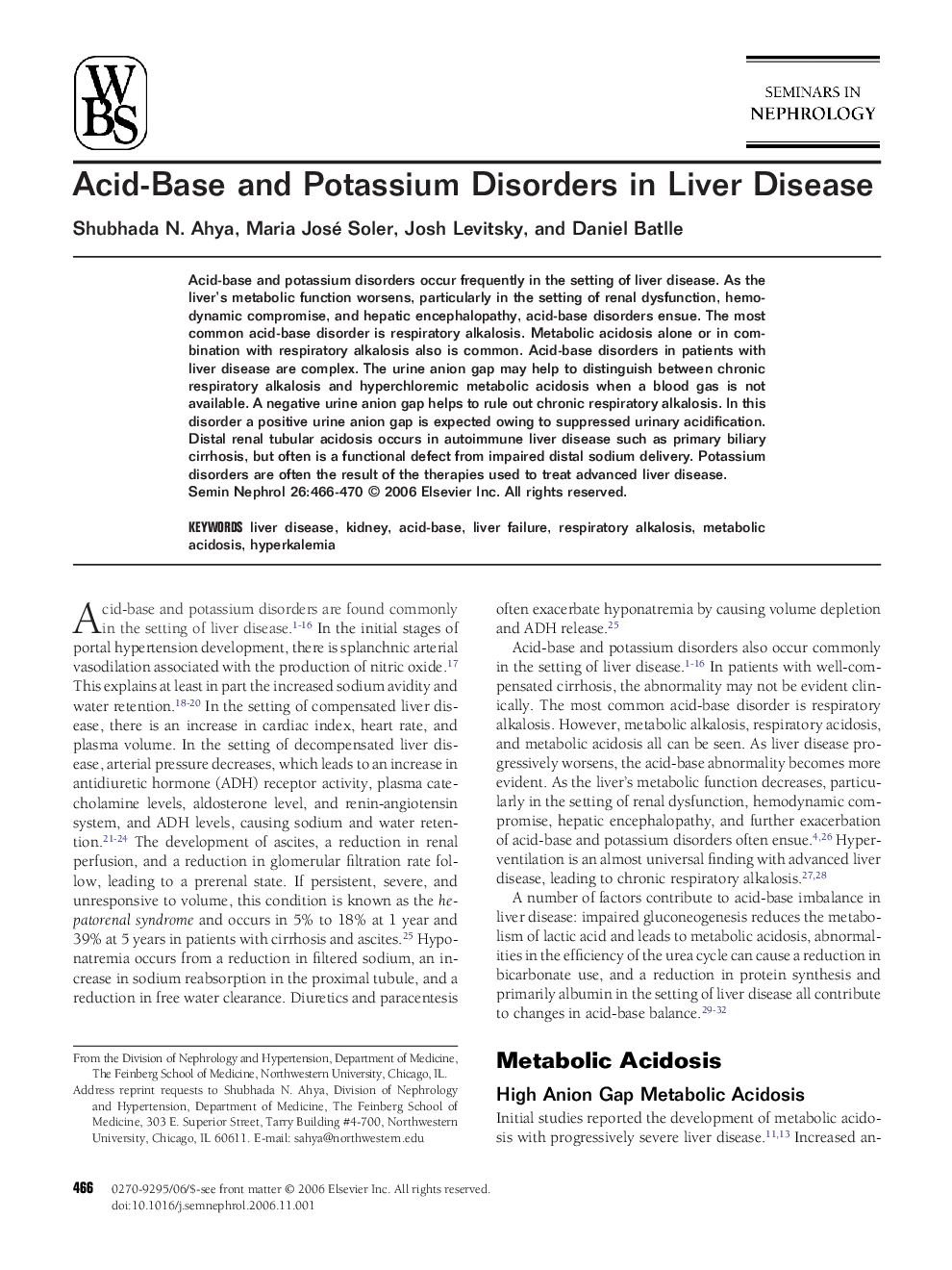 Acid-Base and Potassium Disorders in Liver Disease