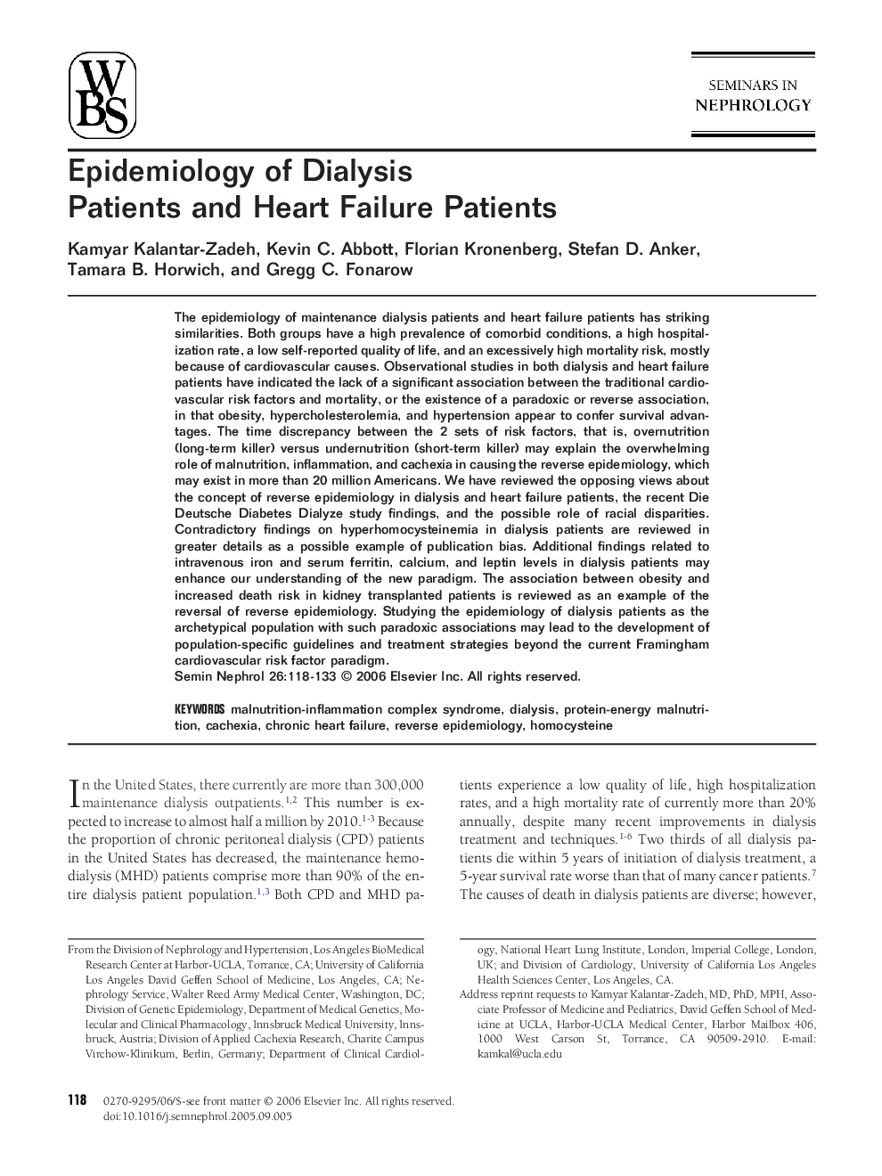 Epidemiology of Dialysis Patients and Heart Failure Patients