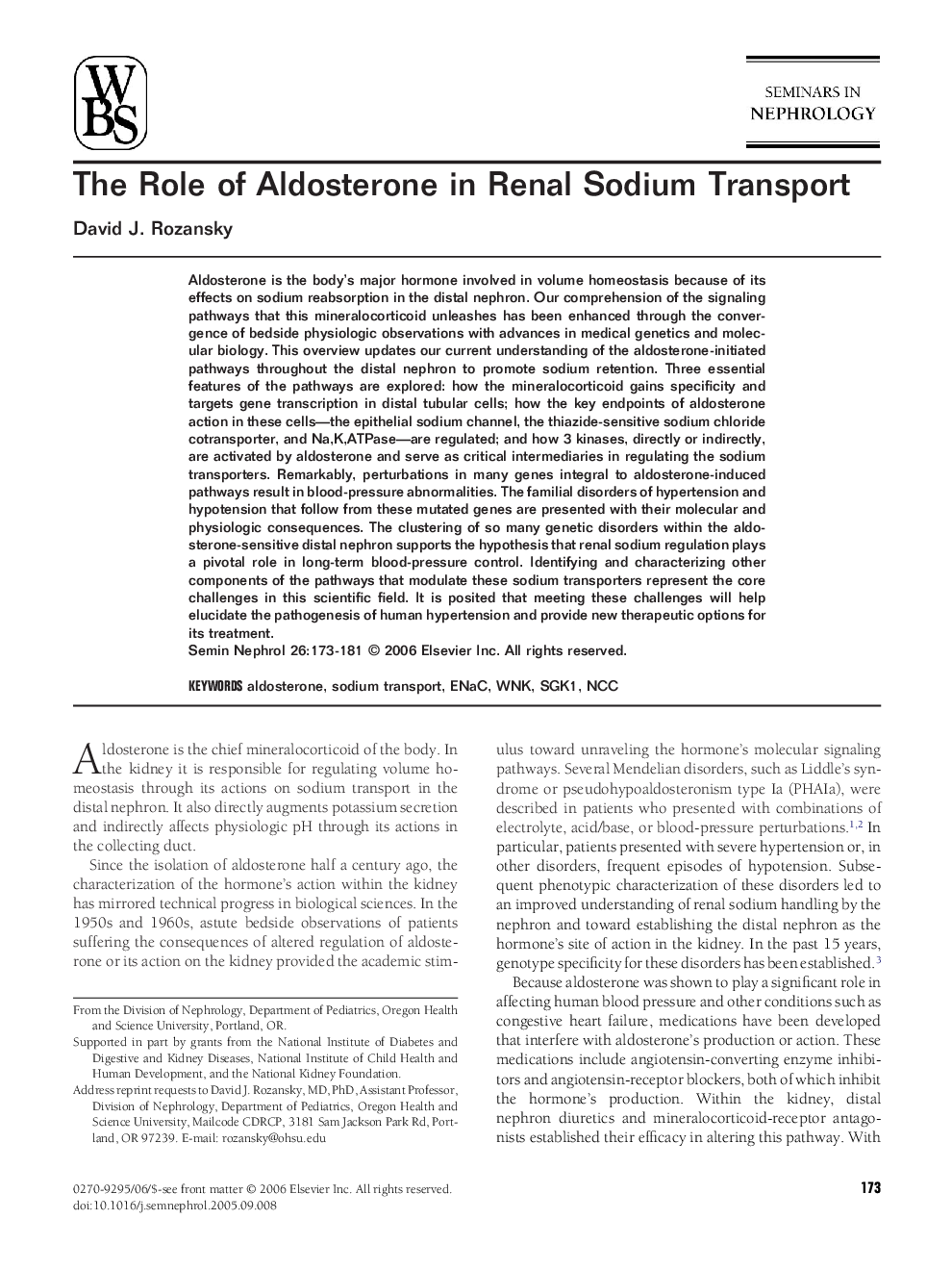 عکس صفحه اول مقاله: The Role of Aldosterone in Renal Sodium Transport The Role of Aldosterone in Renal Sodium Transport
