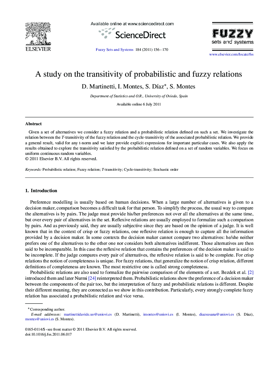 A study on the transitivity of probabilistic and fuzzy relations