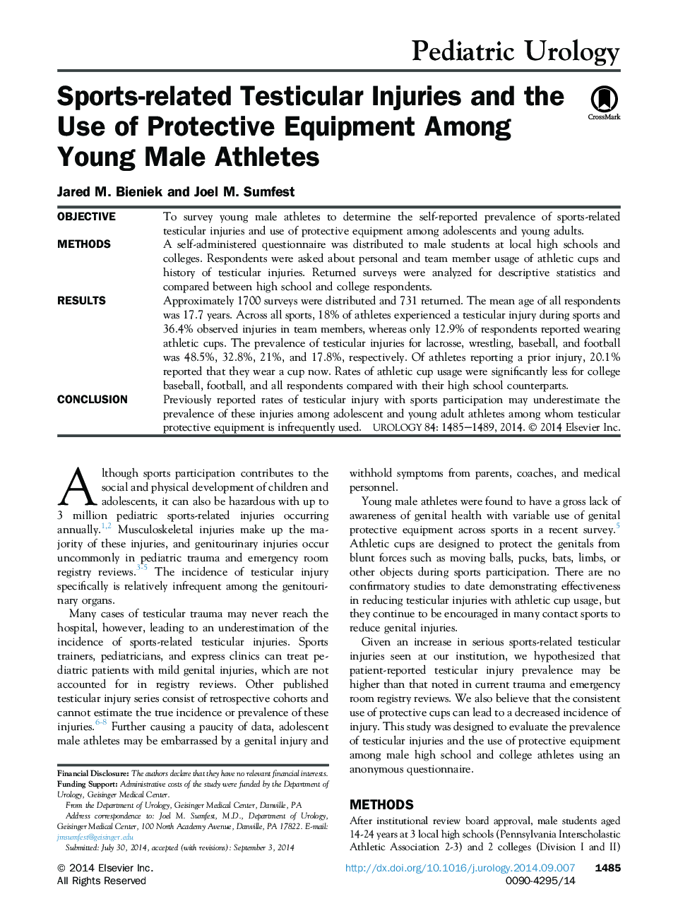 آسیب های مفصلی مرتبط با ورزش و استفاده از تجهیزات حفاظتی در ورزشکاران مرد جوان 