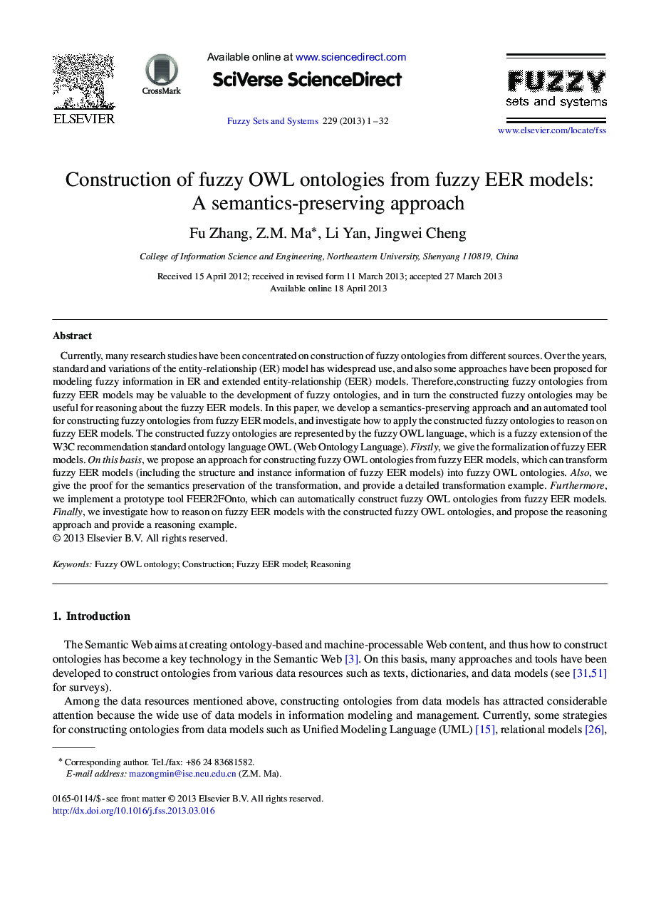 Construction of fuzzy OWL ontologies from fuzzy EER models: A semantics-preserving approach