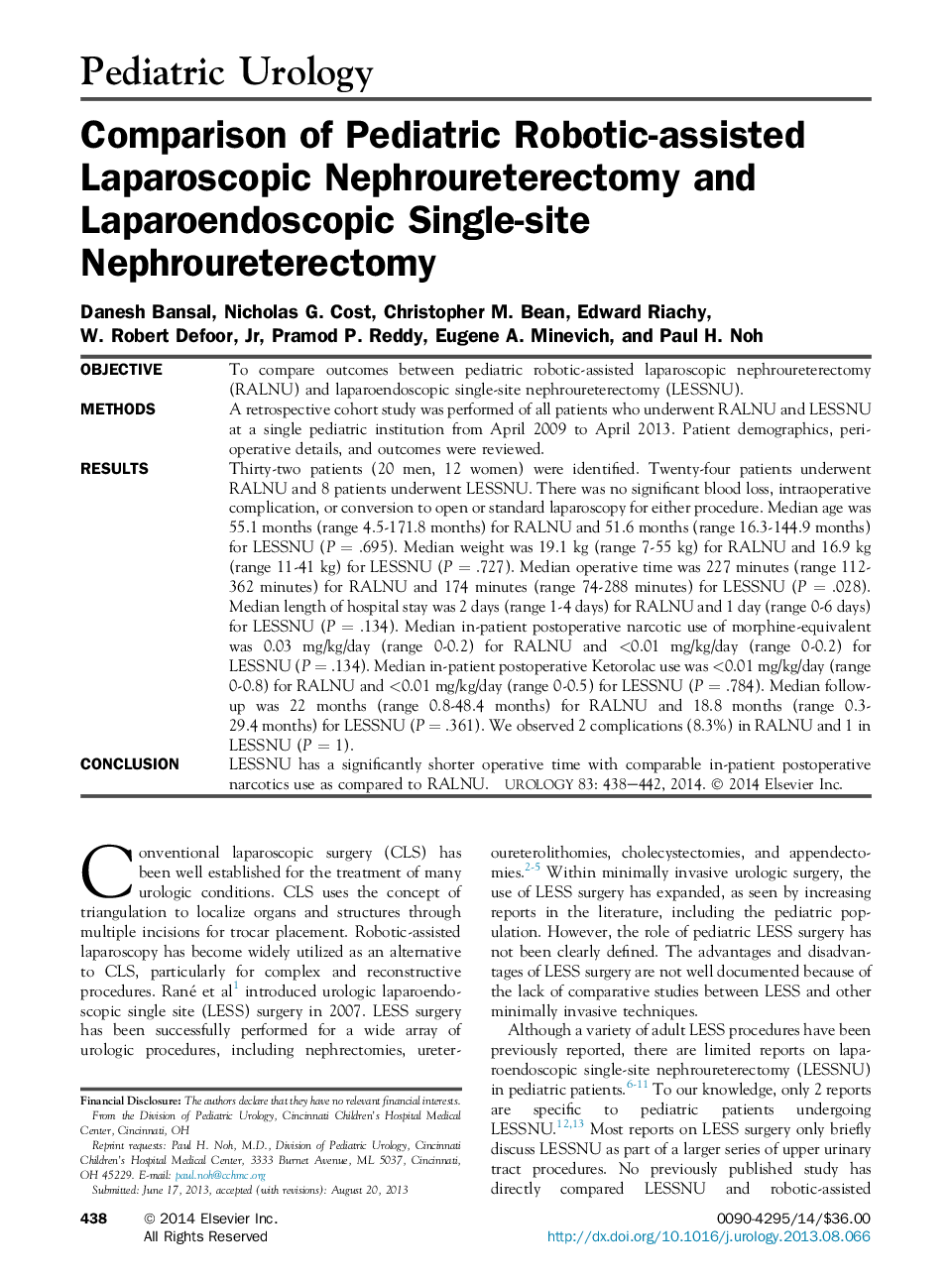 Comparison of Pediatric Robotic-assisted Laparoscopic Nephroureterectomy and Laparoendoscopic Single-site Nephroureterectomy 