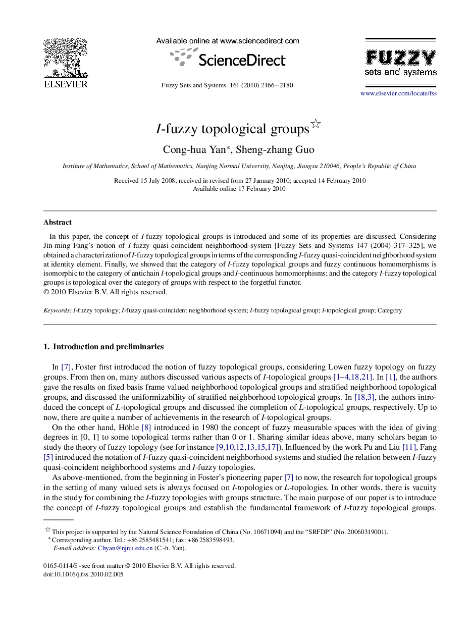 I-fuzzy topological groups 