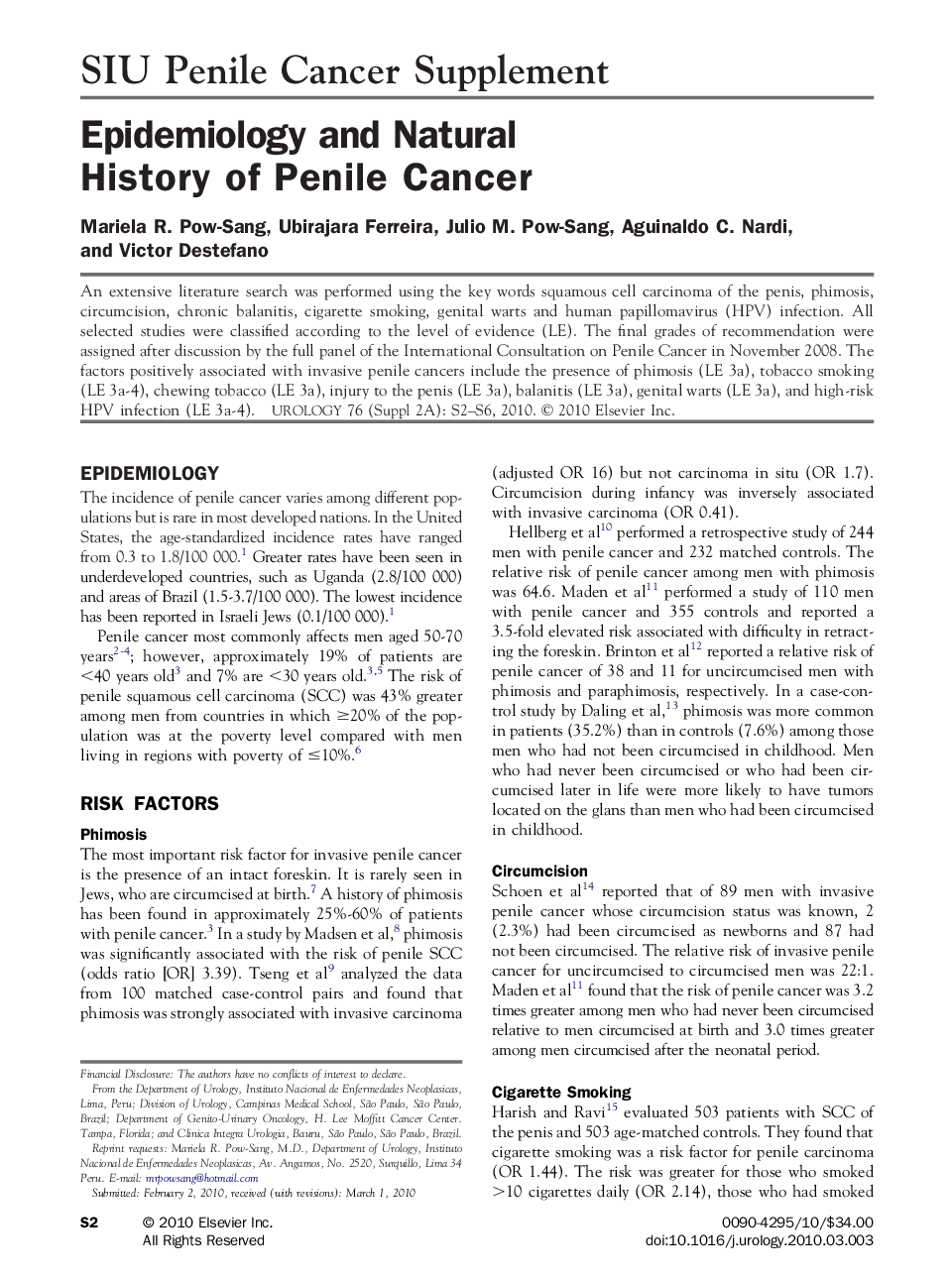 Epidemiology and Natural History of Penile Cancer 