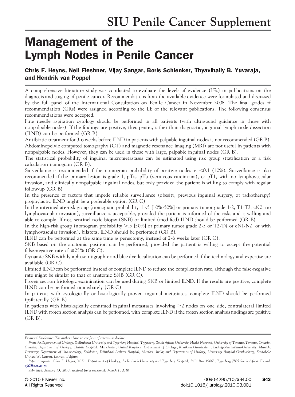 Management of the Lymph Nodes in Penile Cancer 