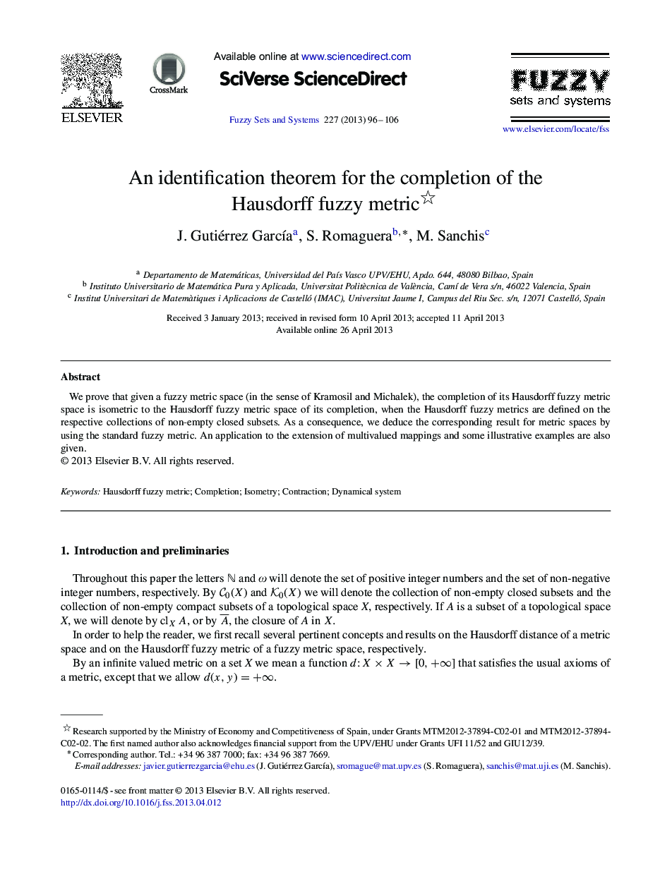 An identification theorem for the completion of the Hausdorff fuzzy metric 