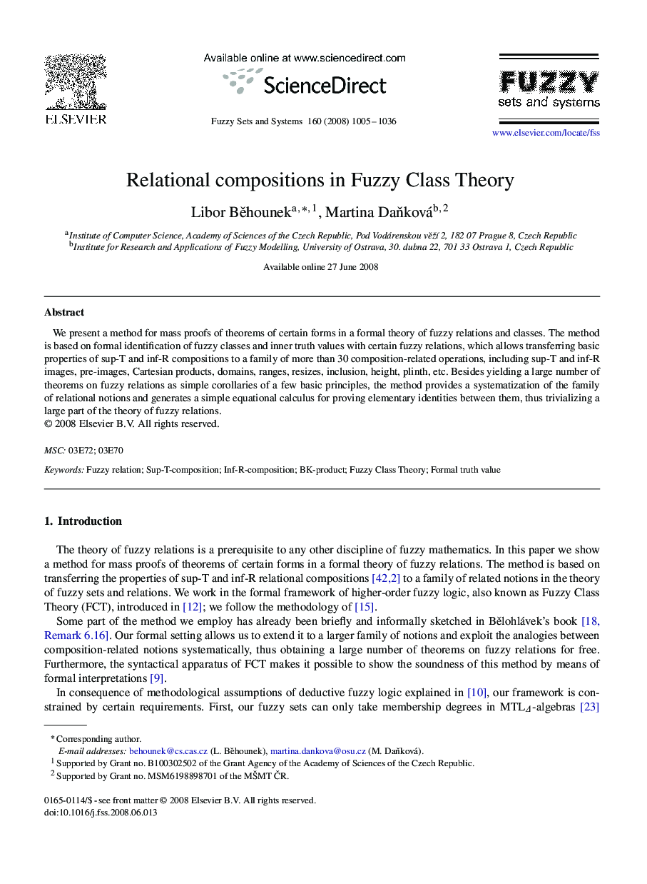 Relational compositions in Fuzzy Class Theory