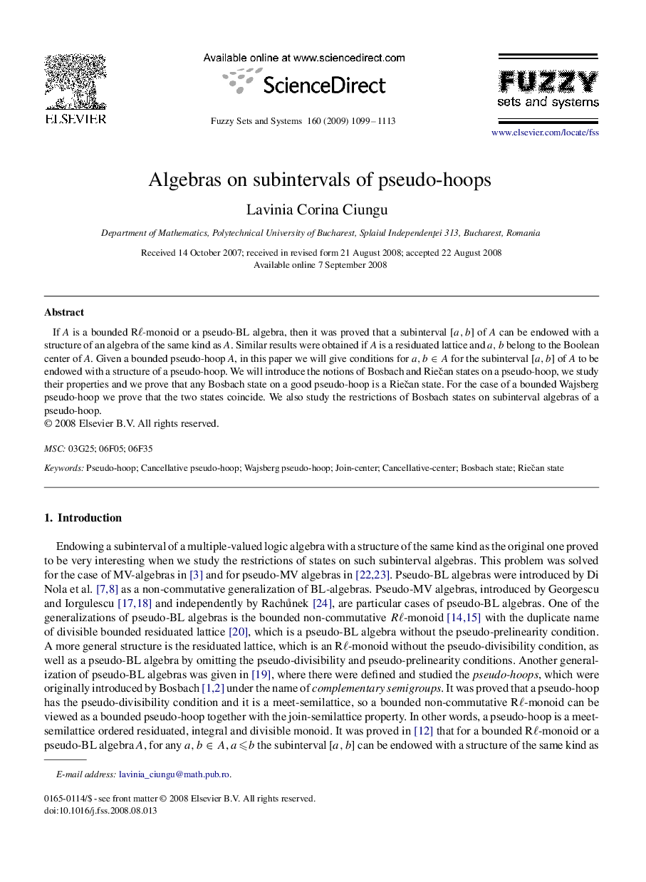 Algebras on subintervals of pseudo-hoops