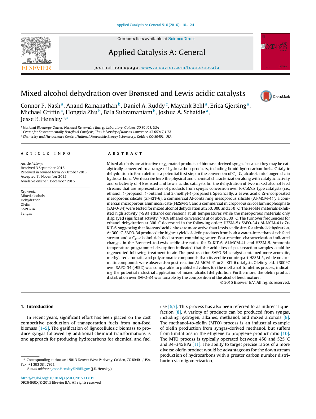 Mixed alcohol dehydration over Brønsted and Lewis acidic catalysts