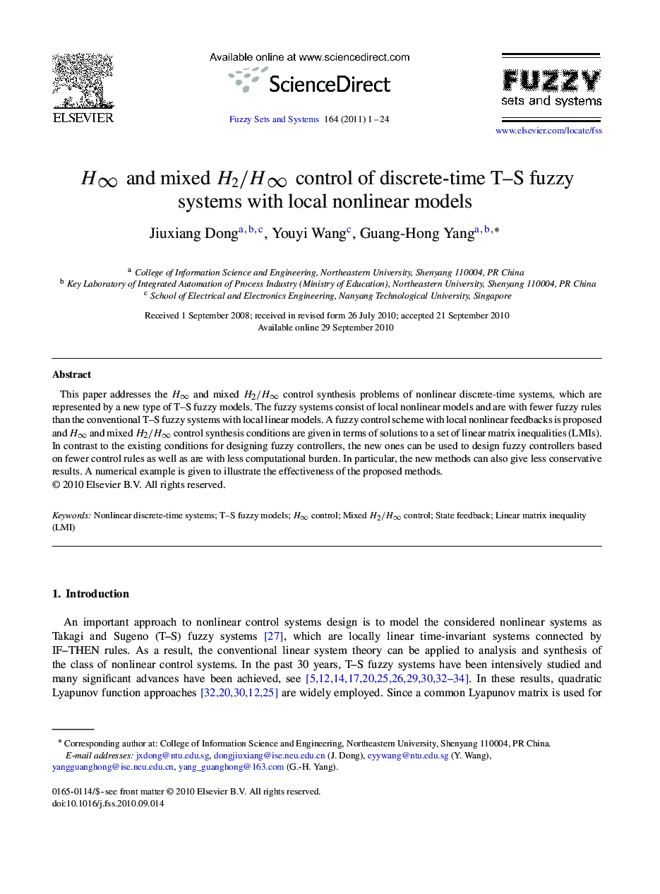 H∞ and mixed H2/H∞ control of discrete-time T–S fuzzy systems with local nonlinear models