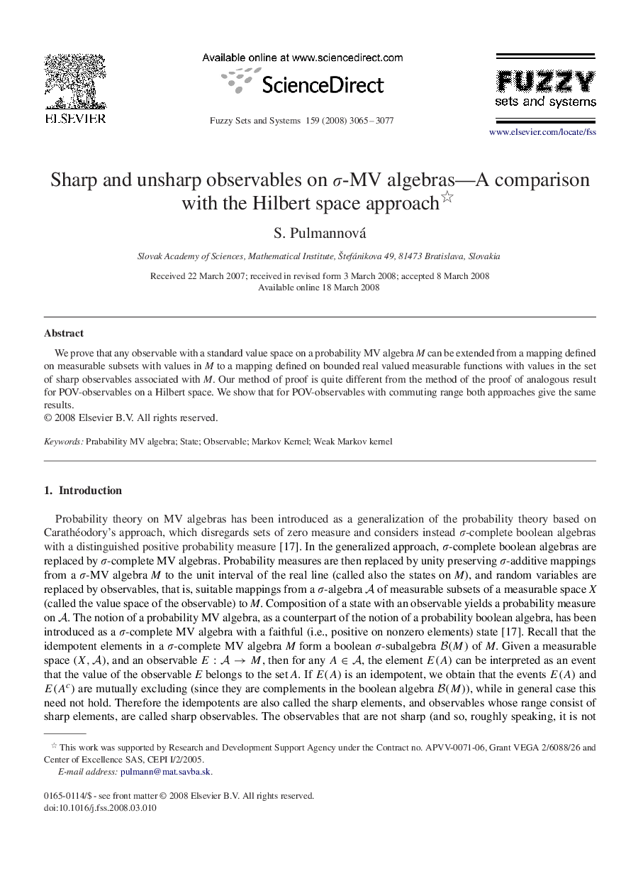 Sharp and unsharp observables on σ-MV algebras—A comparison with the Hilbert space approach 