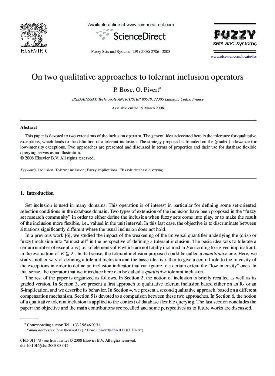 On two qualitative approaches to tolerant inclusion operators