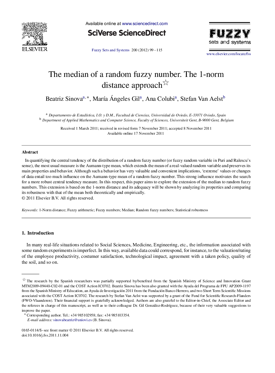 The median of a random fuzzy number. The 1-norm distance approach 