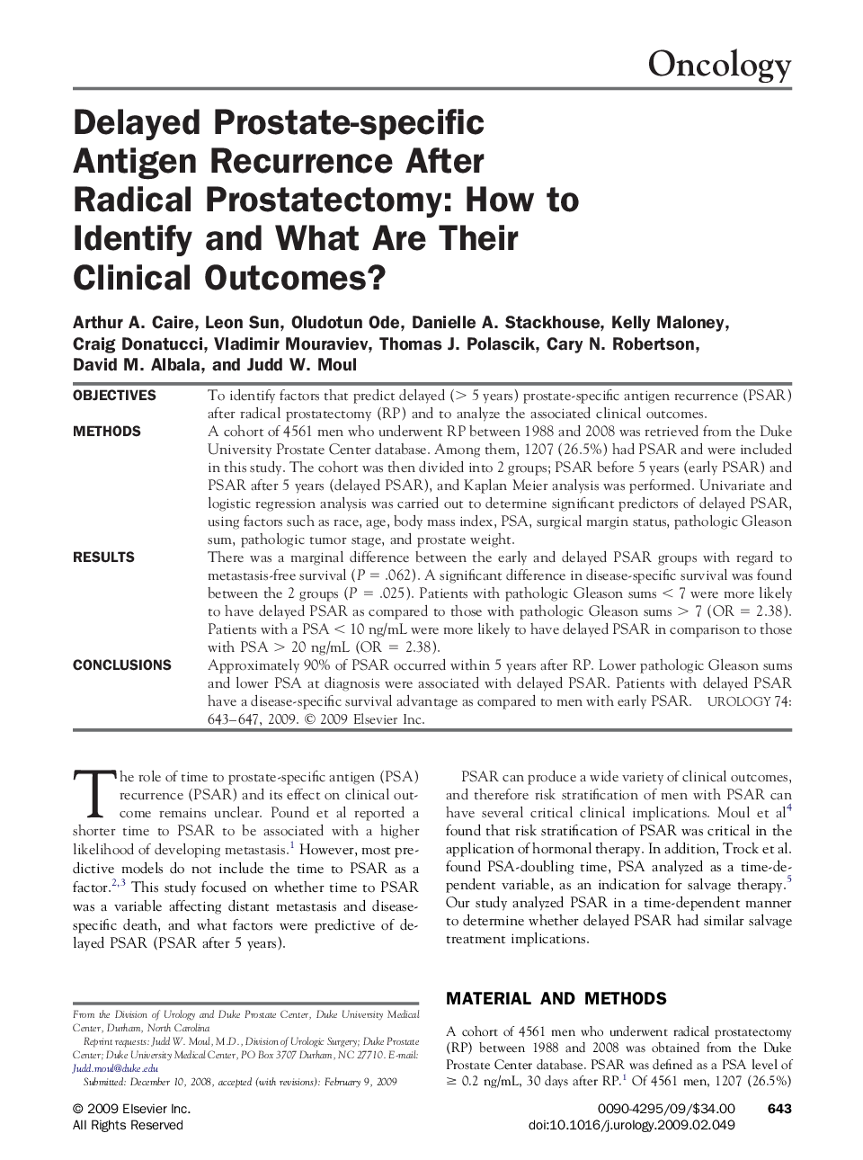 Delayed Prostate-specific Antigen Recurrence After Radical Prostatectomy: How to Identify and What Are Their Clinical Outcomes?
