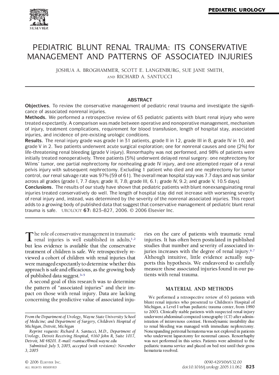 Pediatric blunt renal trauma: Its conservative management and patterns of associated injuries