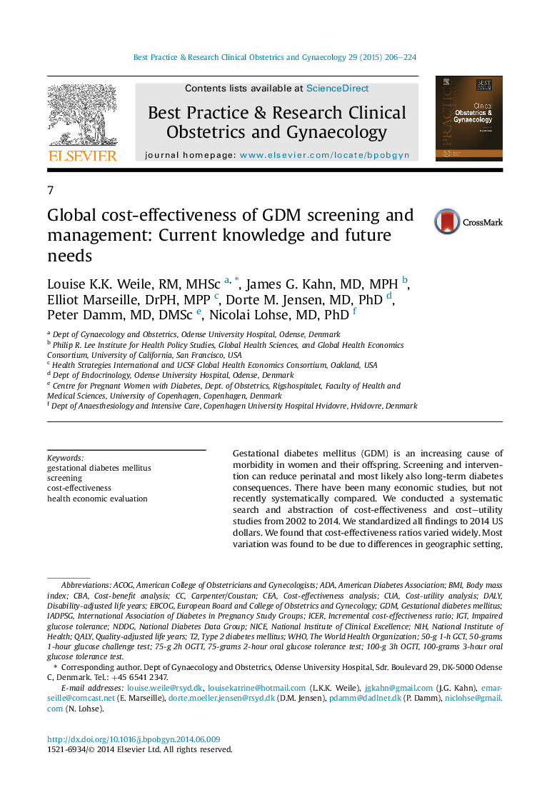 Global cost-effectiveness of GDM screening and management: Current knowledge and future needs