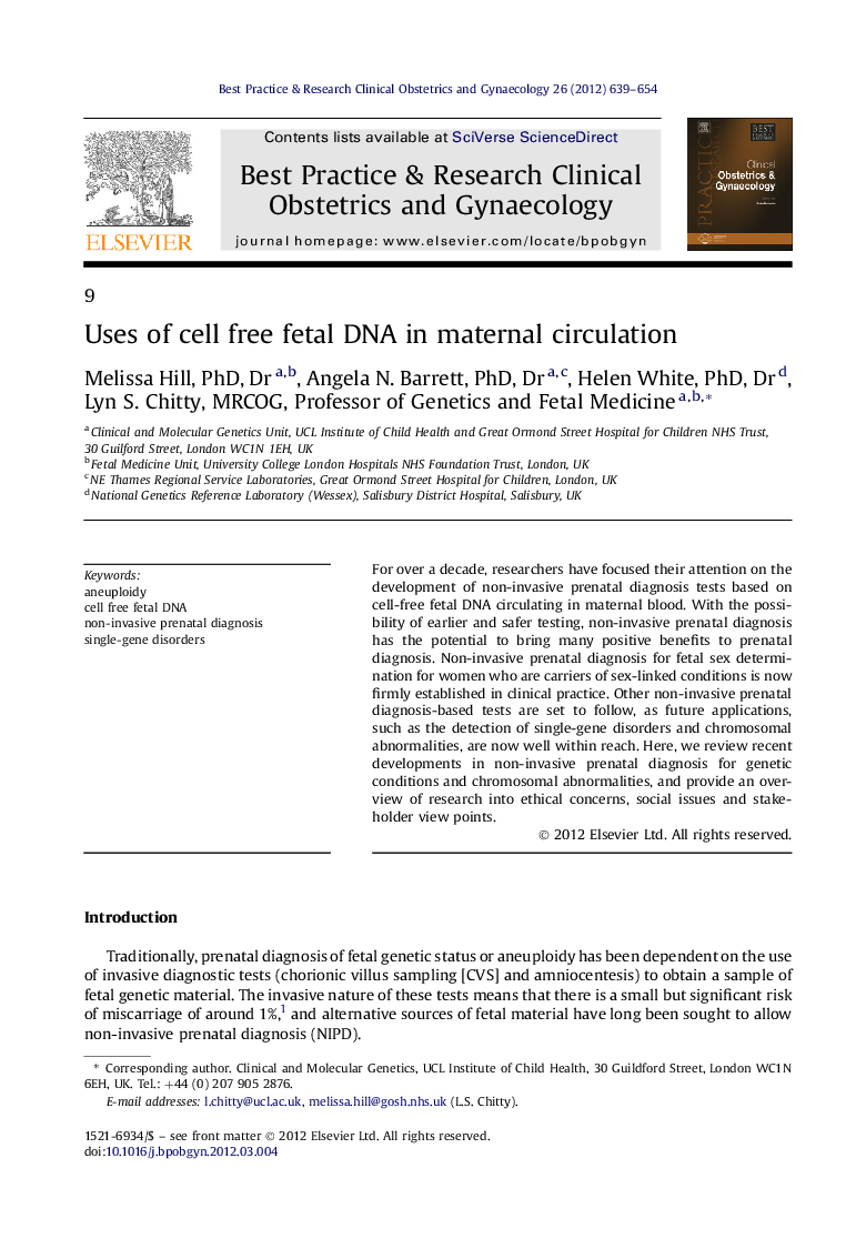 Uses of cell free fetal DNA in maternal circulation