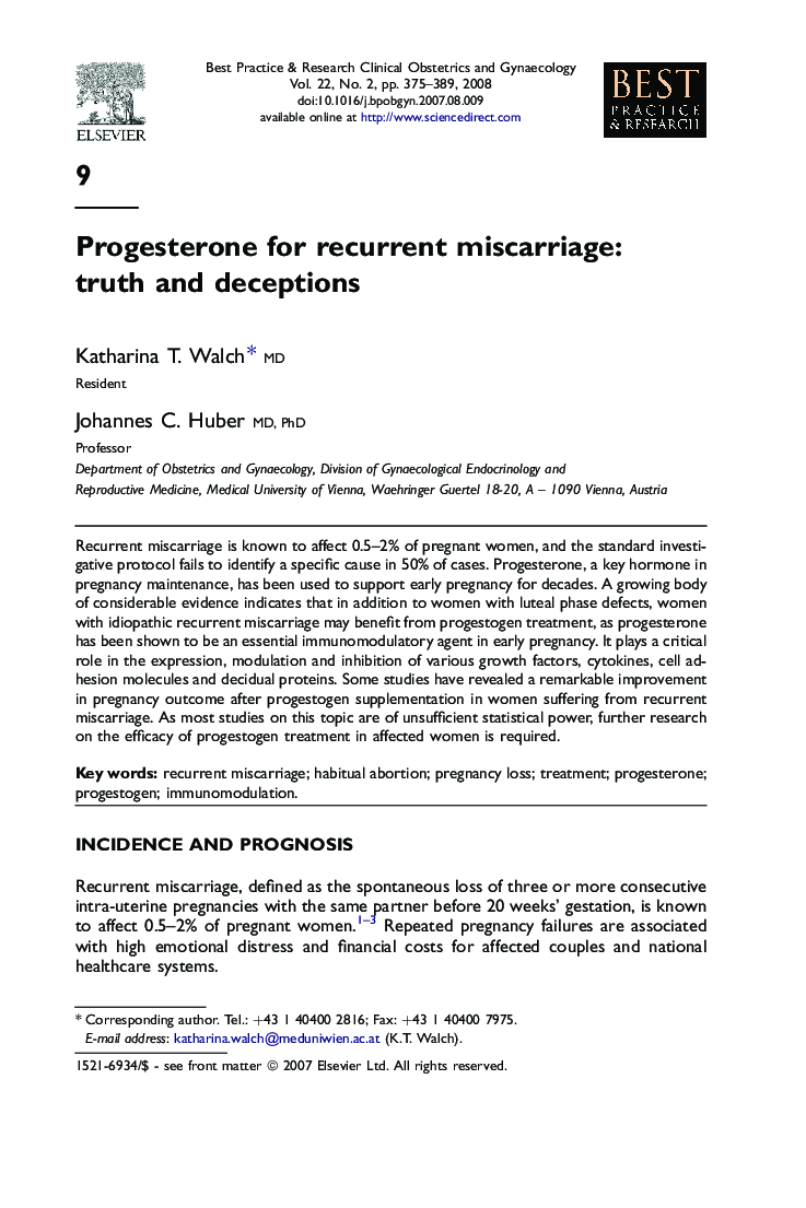 Progesterone for recurrent miscarriage: truth and deceptions