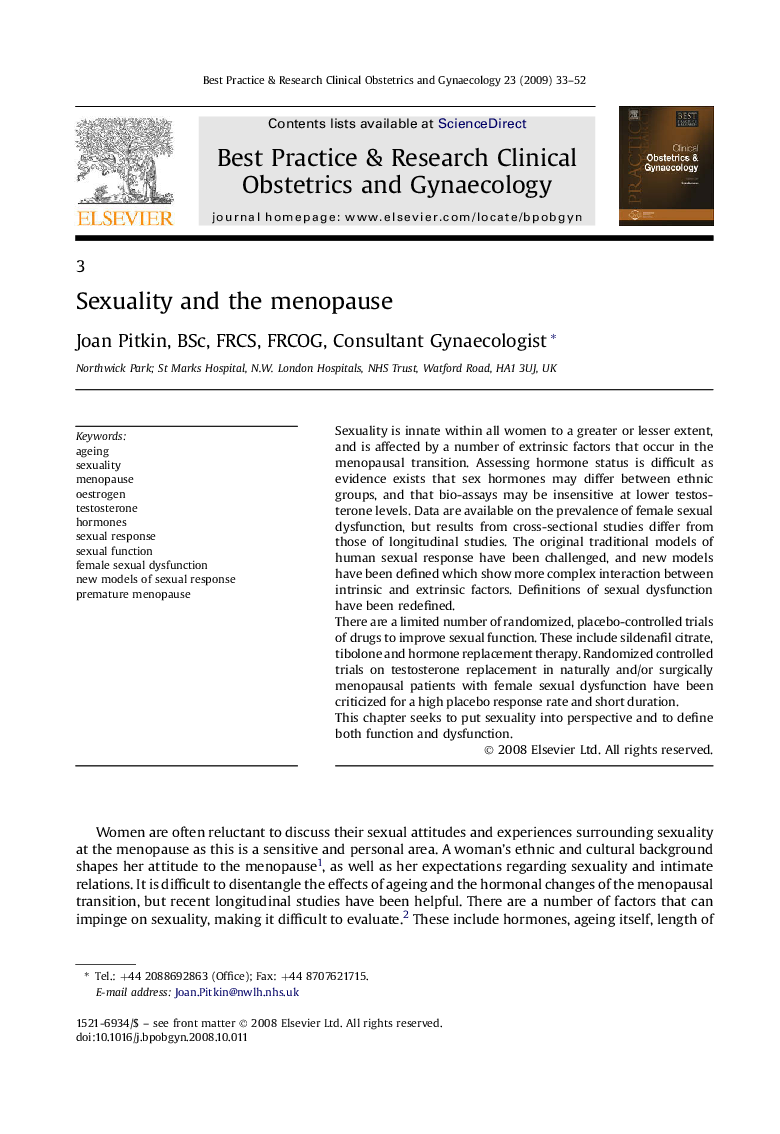 Sexuality and the menopause