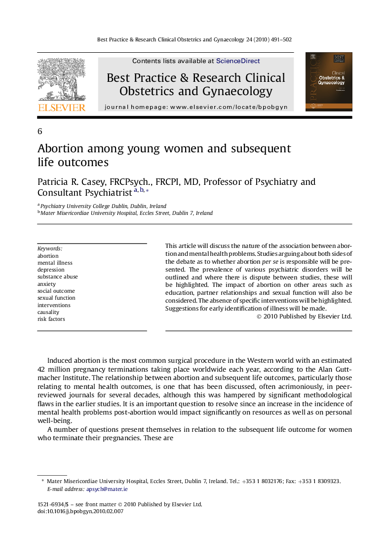 Abortion among young women and subsequent life outcomes