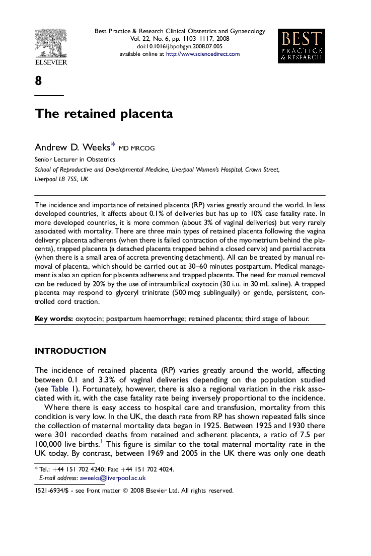 The retained placenta