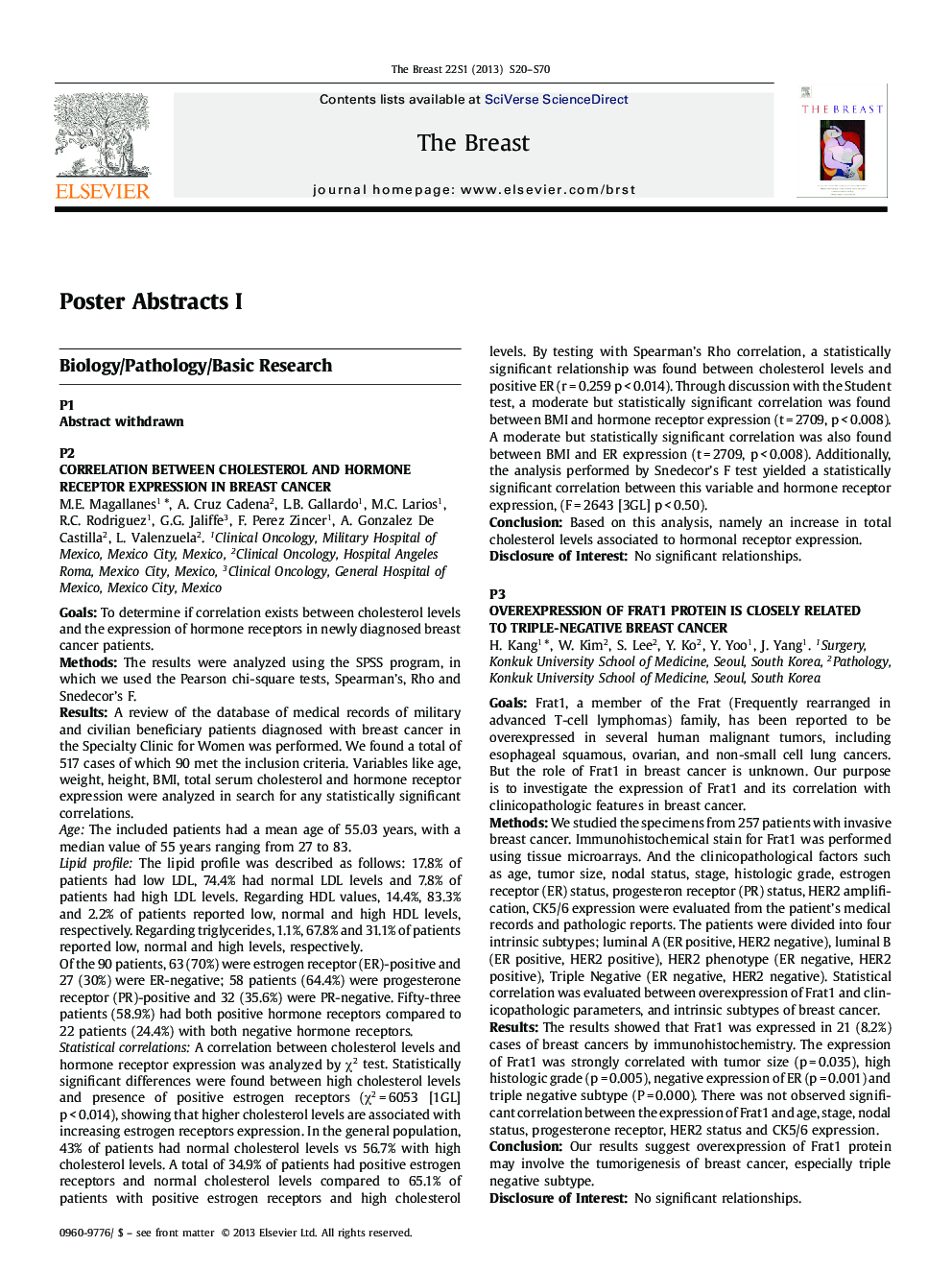 Poster Abstracts I
