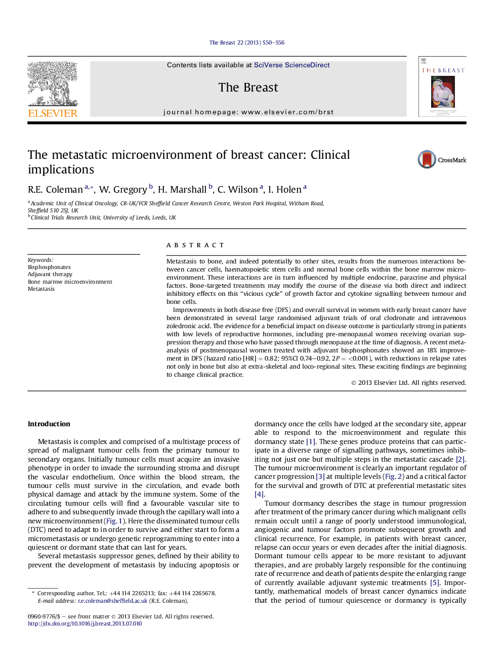 The metastatic microenvironment of breast cancer: Clinical implications