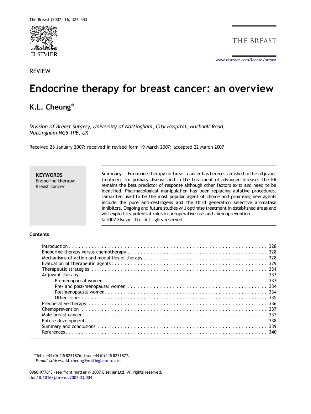 Endocrine therapy for breast cancer: an overview