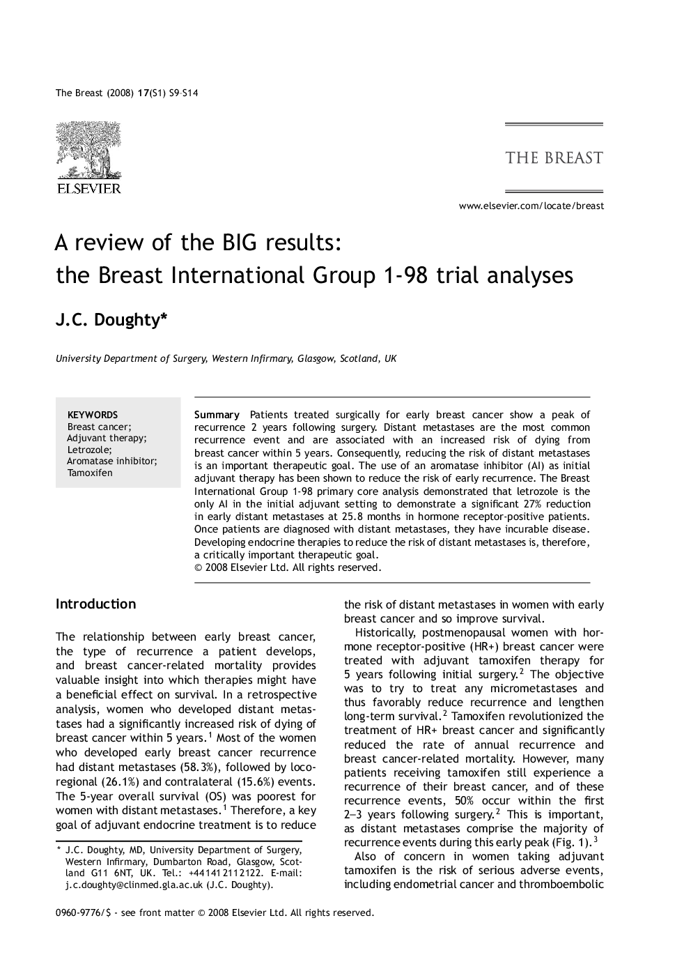 A review of the BIG results: the Breast International Group 1–98 trial analyses