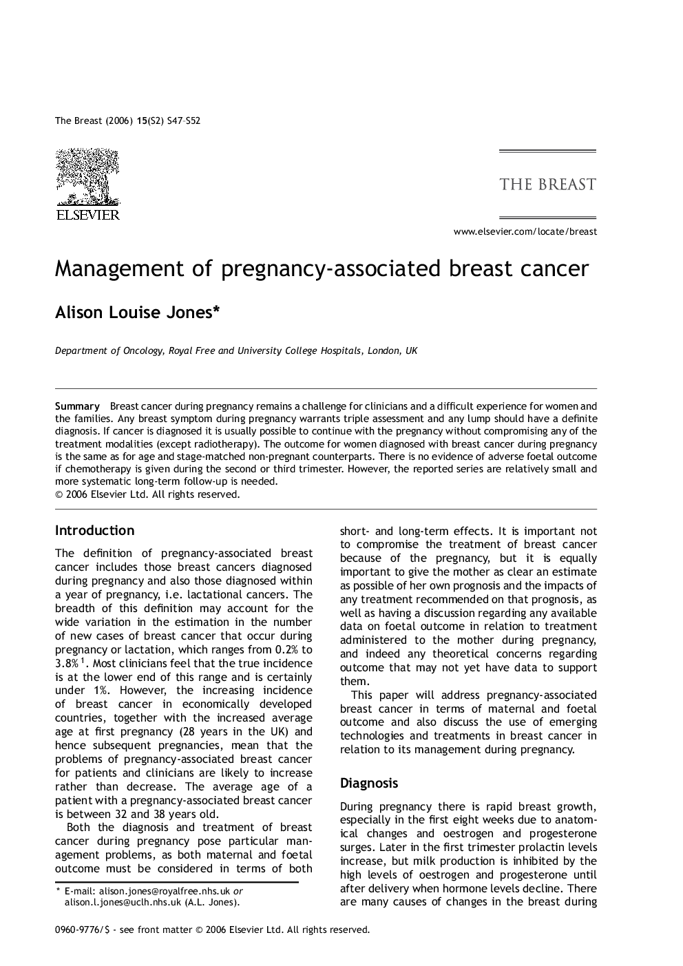 Management of pregnancy-associated breast cancer