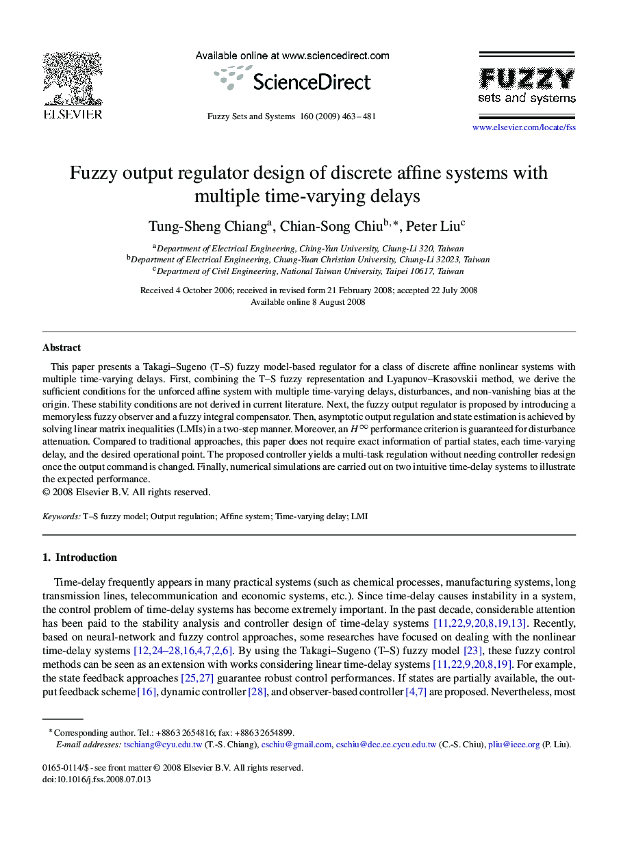 Fuzzy output regulator design of discrete affine systems with multiple time-varying delays