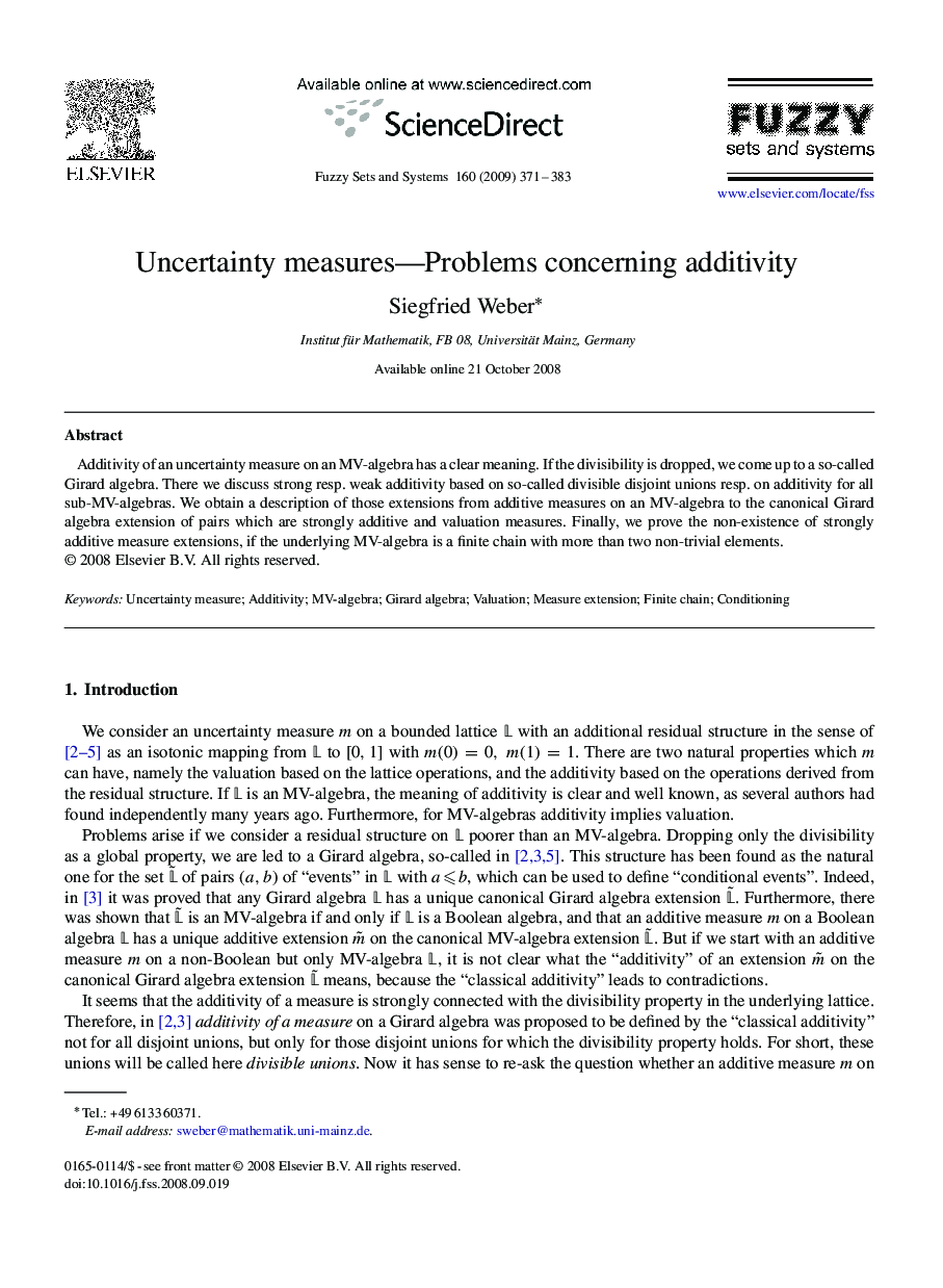 Uncertainty measures—Problems concerning additivity