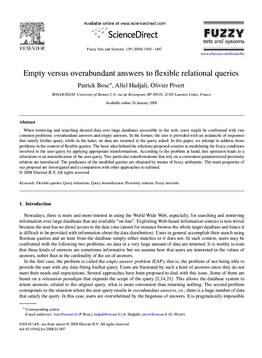 Empty versus overabundant answers to flexible relational queries