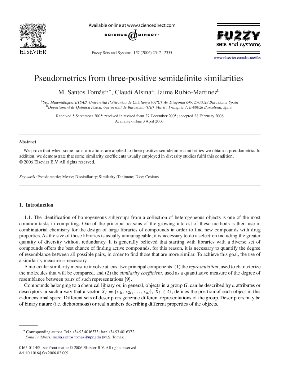 Pseudometrics from three-positive semidefinite similarities