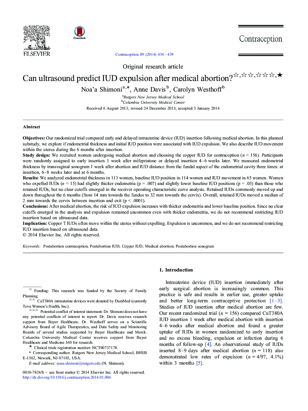 Can ultrasound predict IUD expulsion after medical abortion? ★