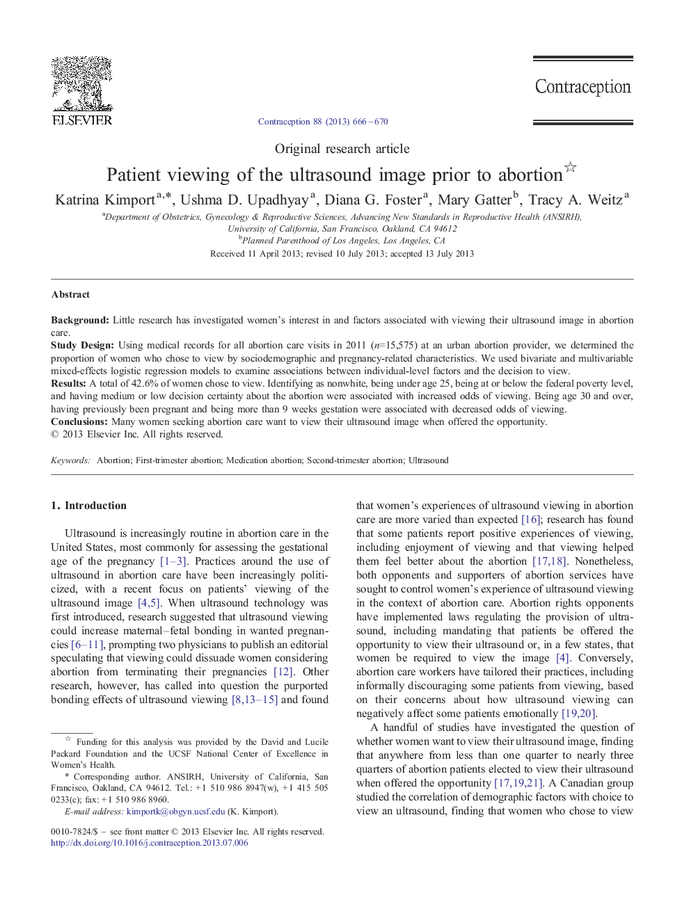 Patient viewing of the ultrasound image prior to abortion 