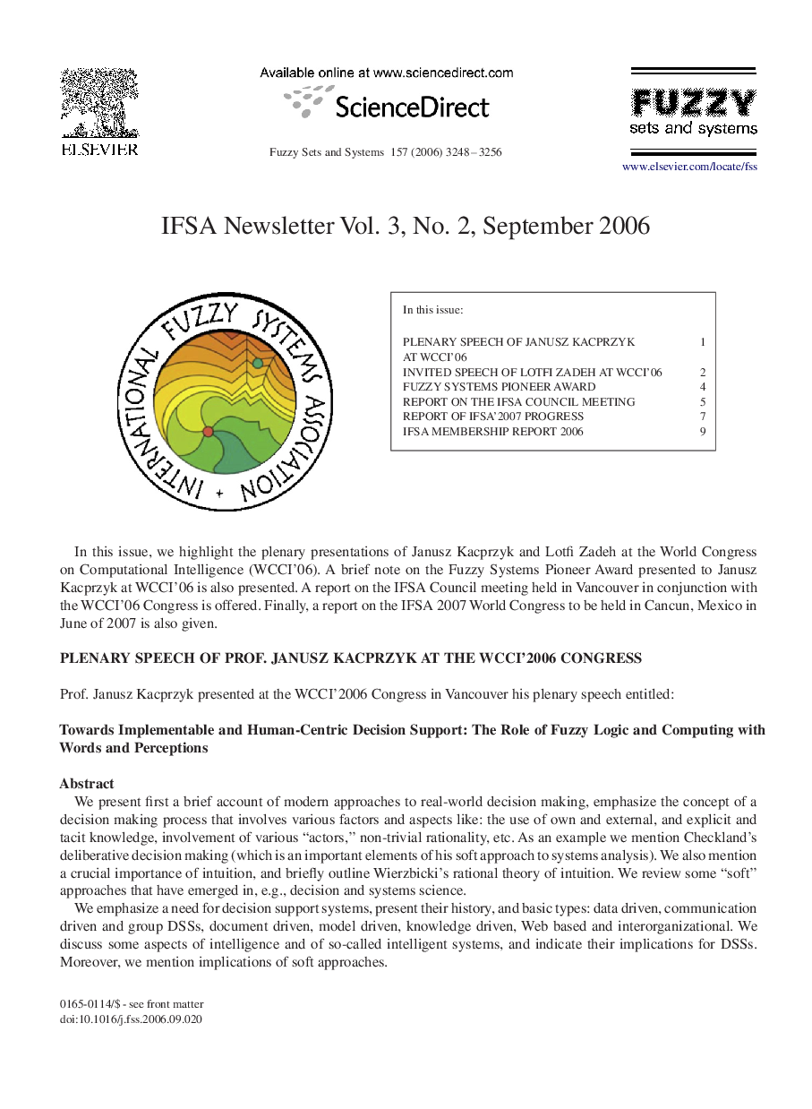 IFSA Newsletter Vol. 3, No. 2, September 2006