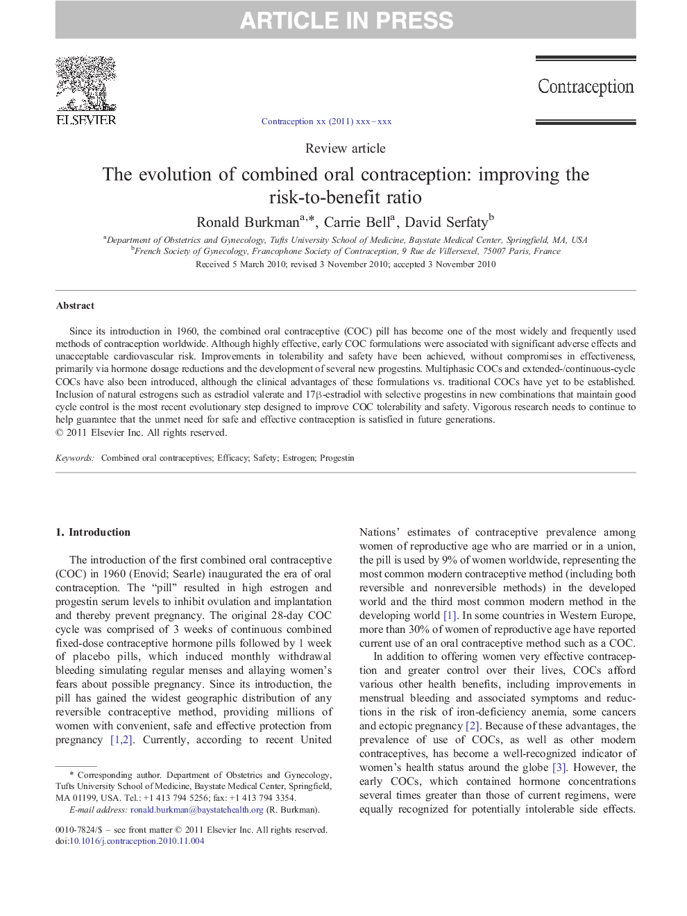 The evolution of combined oral contraception: improving the risk-to-benefit ratio