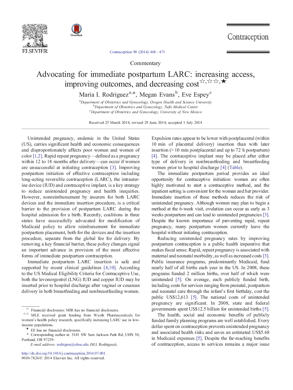 Advocating for immediate postpartum LARC: increasing access, improving outcomes, and decreasing cost