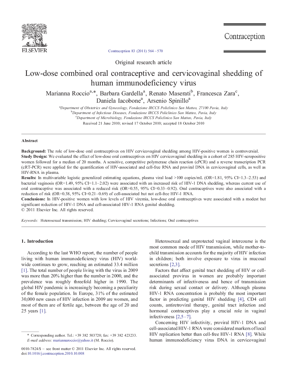 Low-dose combined oral contraceptive and cervicovaginal shedding of human immunodeficiency virus