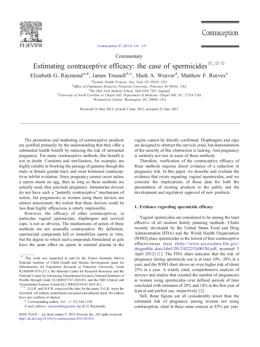 Estimating contraceptive efficacy: the case of spermicides