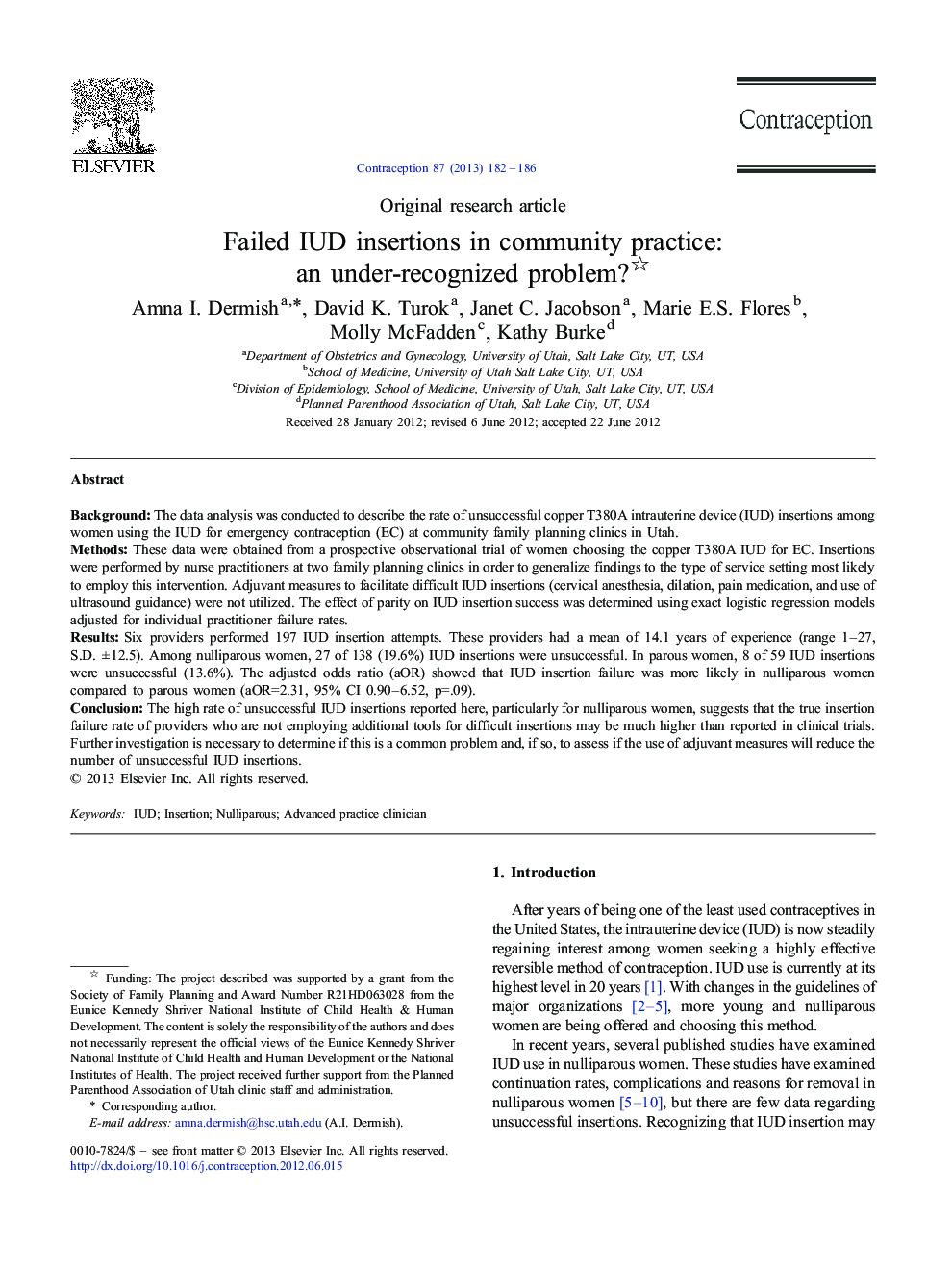 Failed IUD insertions in community practice: an under-recognized problem? 