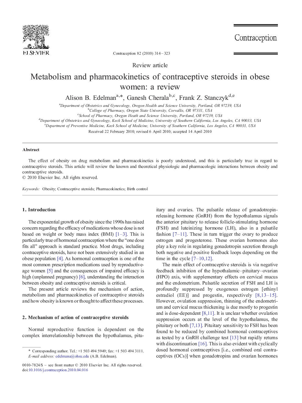 Metabolism and pharmacokinetics of contraceptive steroids in obese women: a review