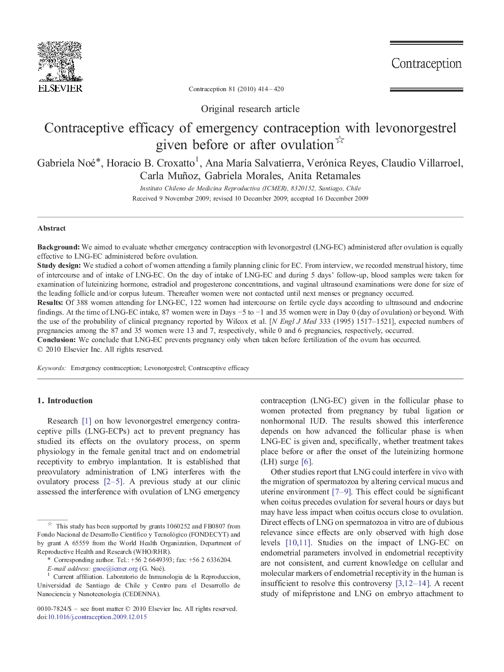 Contraceptive efficacy of emergency contraception with levonorgestrel given before or after ovulation 